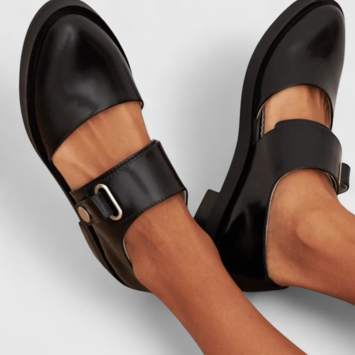 Zapatos ortopédicos Mary Jane de cuero real detalles dorados