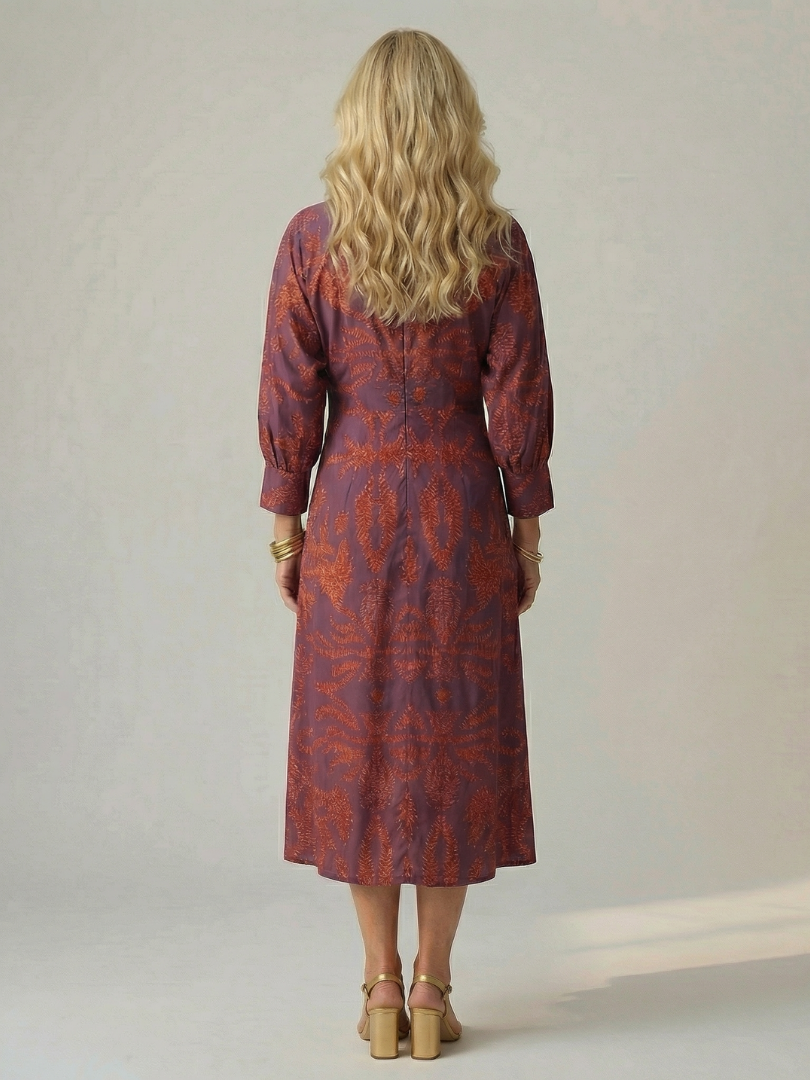 Luna | Vestido midi envuelto natural