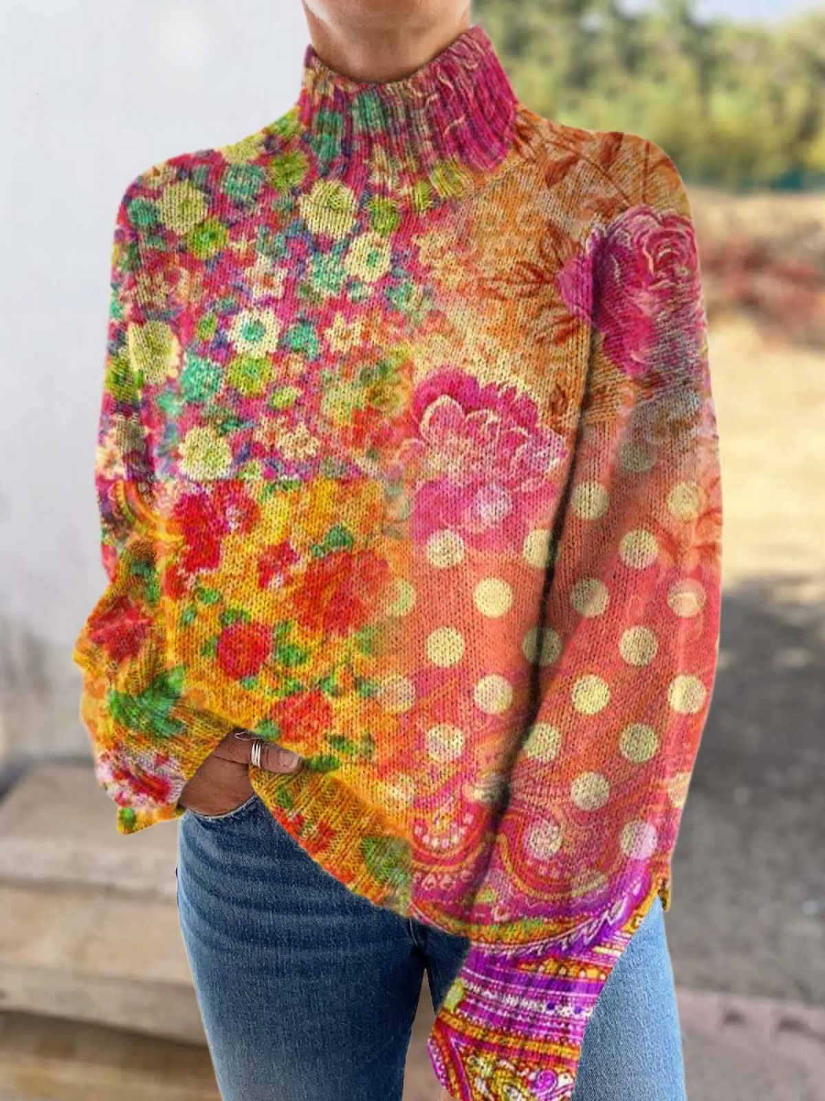 Abigail | cuello alto con lunares florales