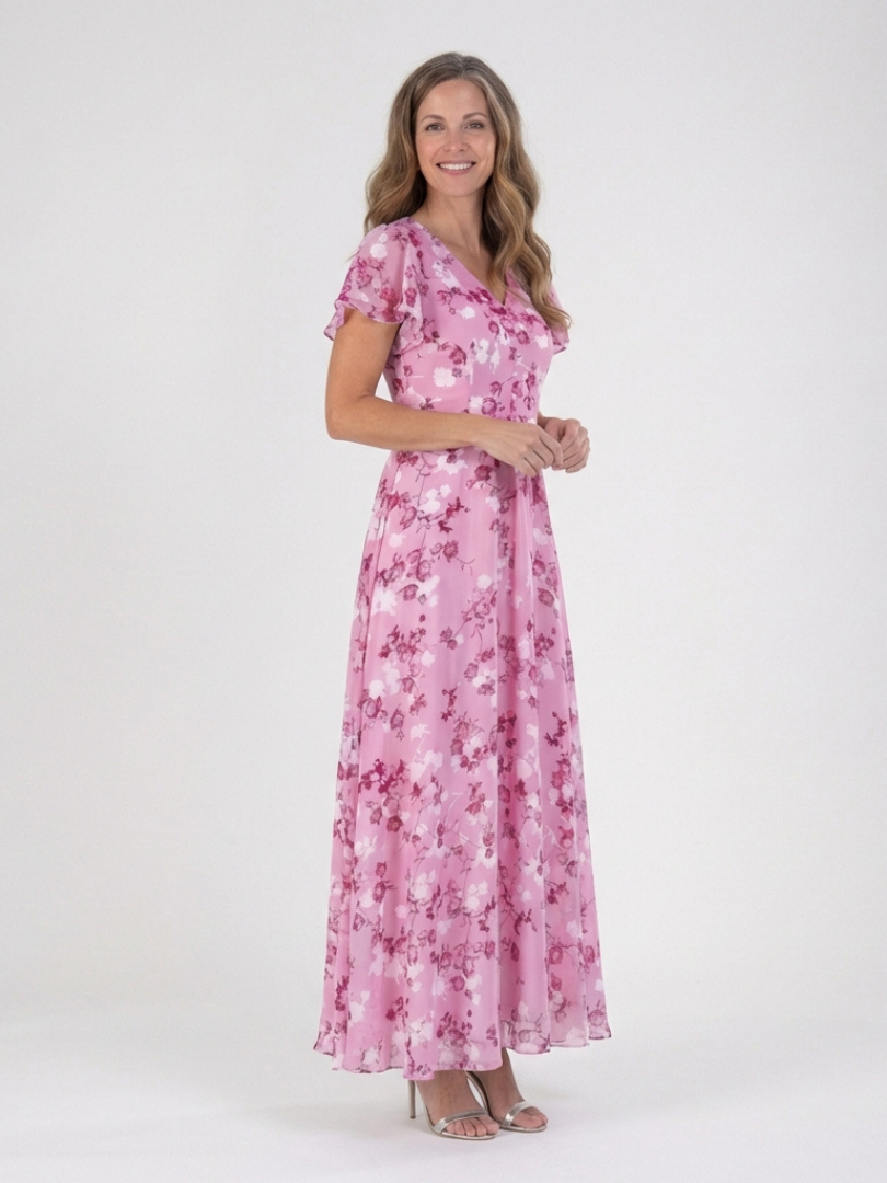 Ismeria | Vestido largo de gasa floral