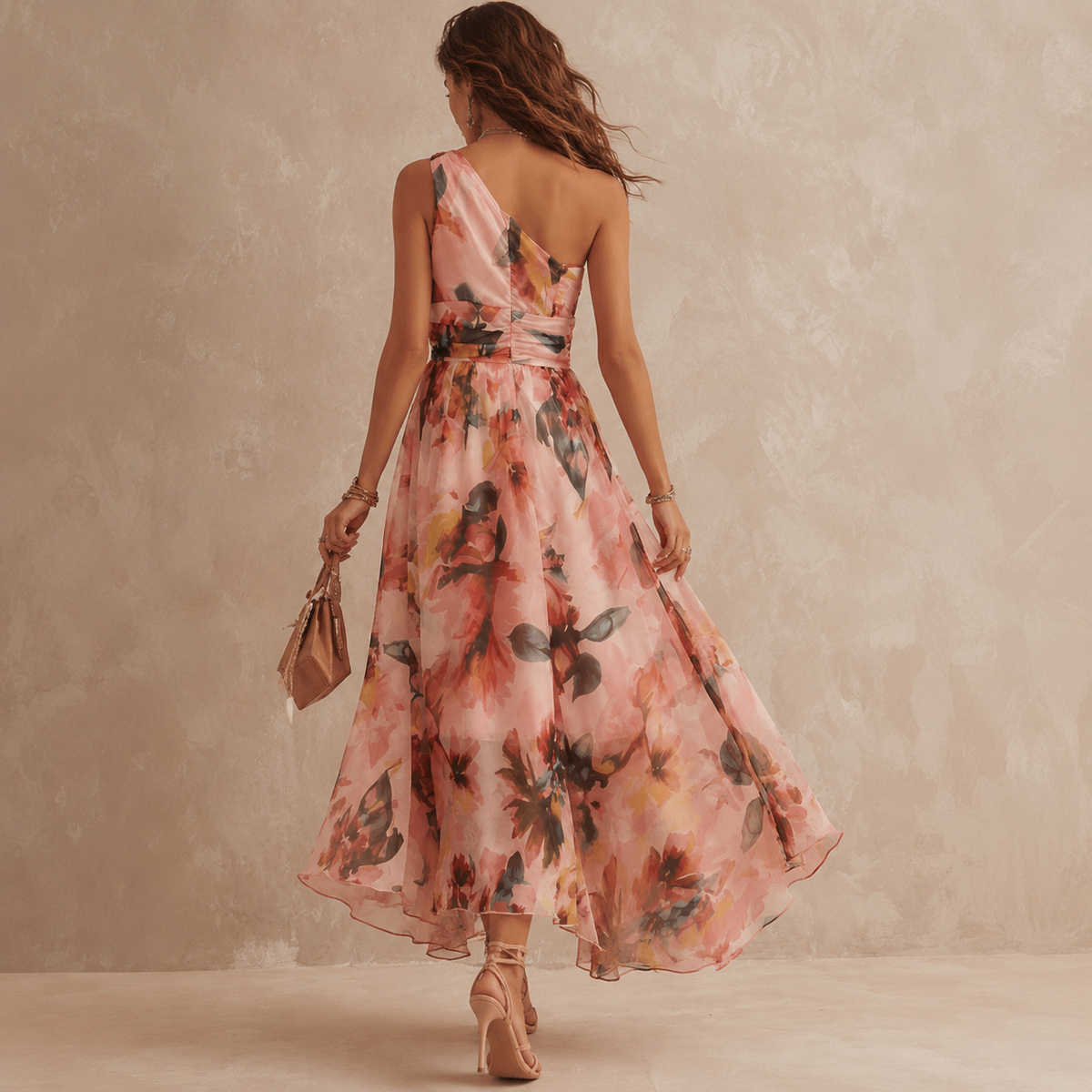 Aurora | Vestido floral de un solo hombro