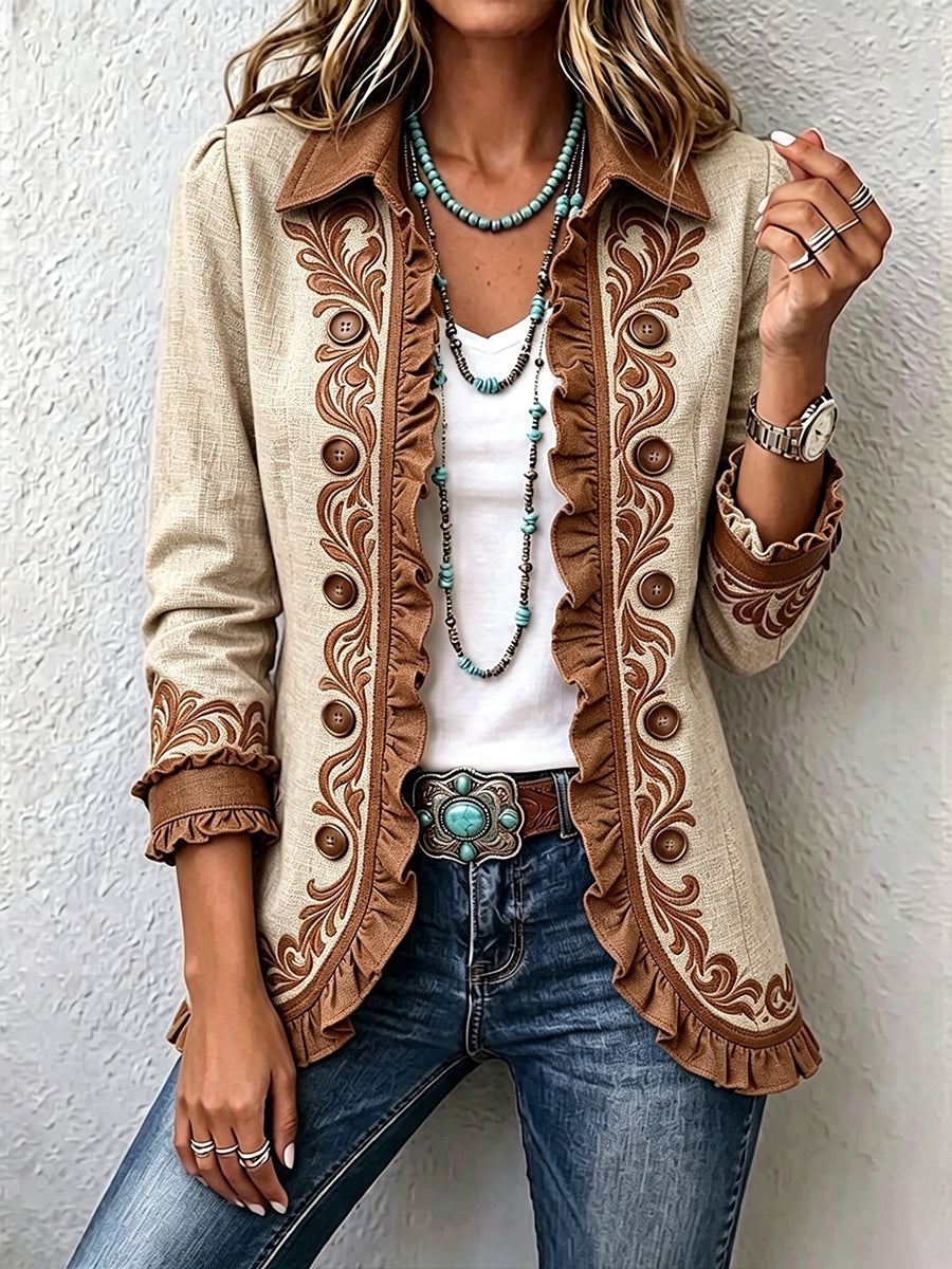 Dawncroft™ | Chaqueta con volantes floral bohemio