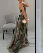 Bryony | Vestido maxi de gasa con estampado de acuarela