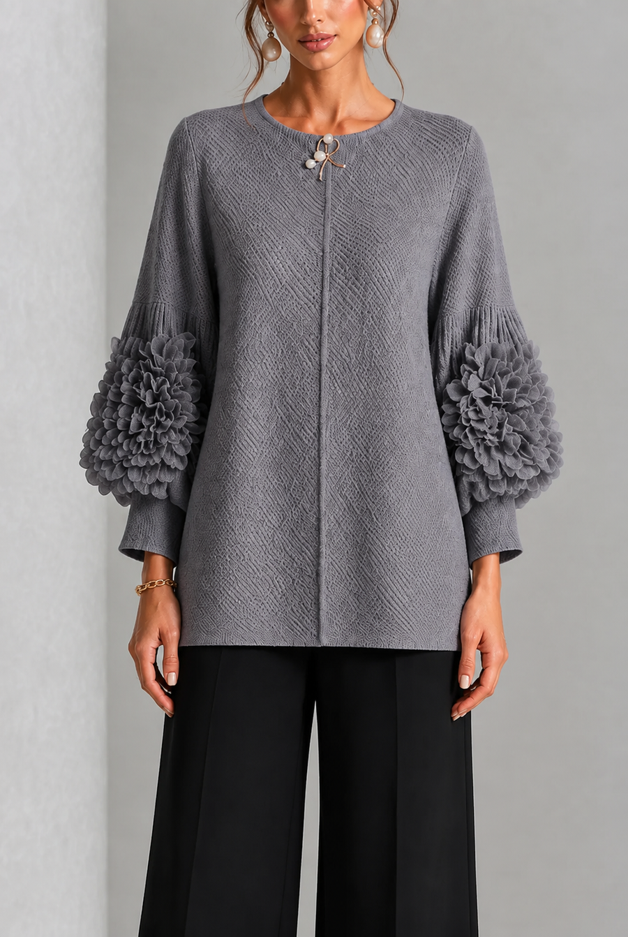 Natas | Blusa elegante con detalle de manga floral