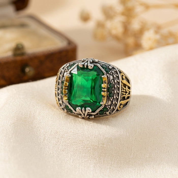 Anillo Vintage Esmeralda Plata