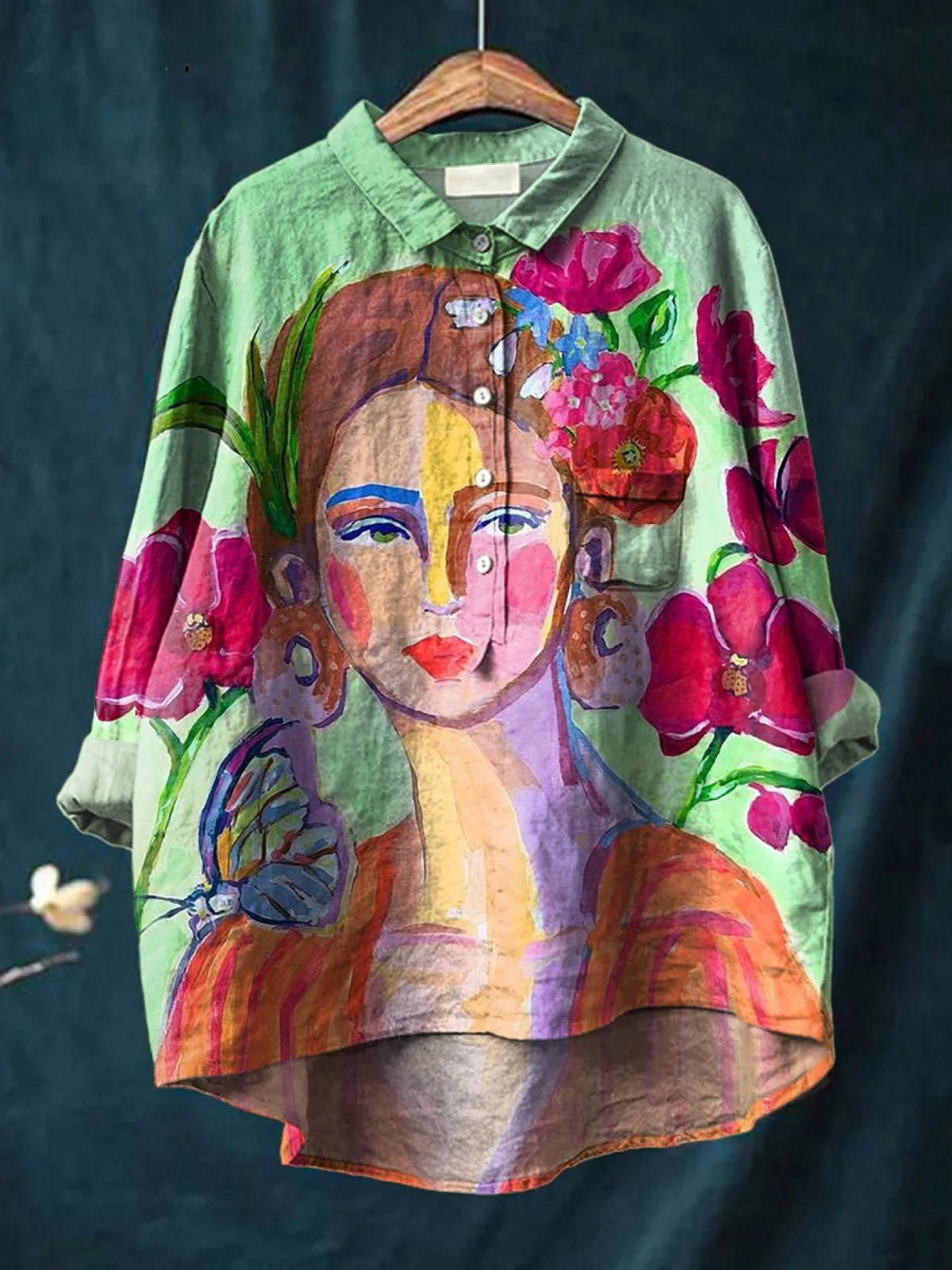 Amaris | Camisa casual con retrato artístico al estilo de la pintura al óleo