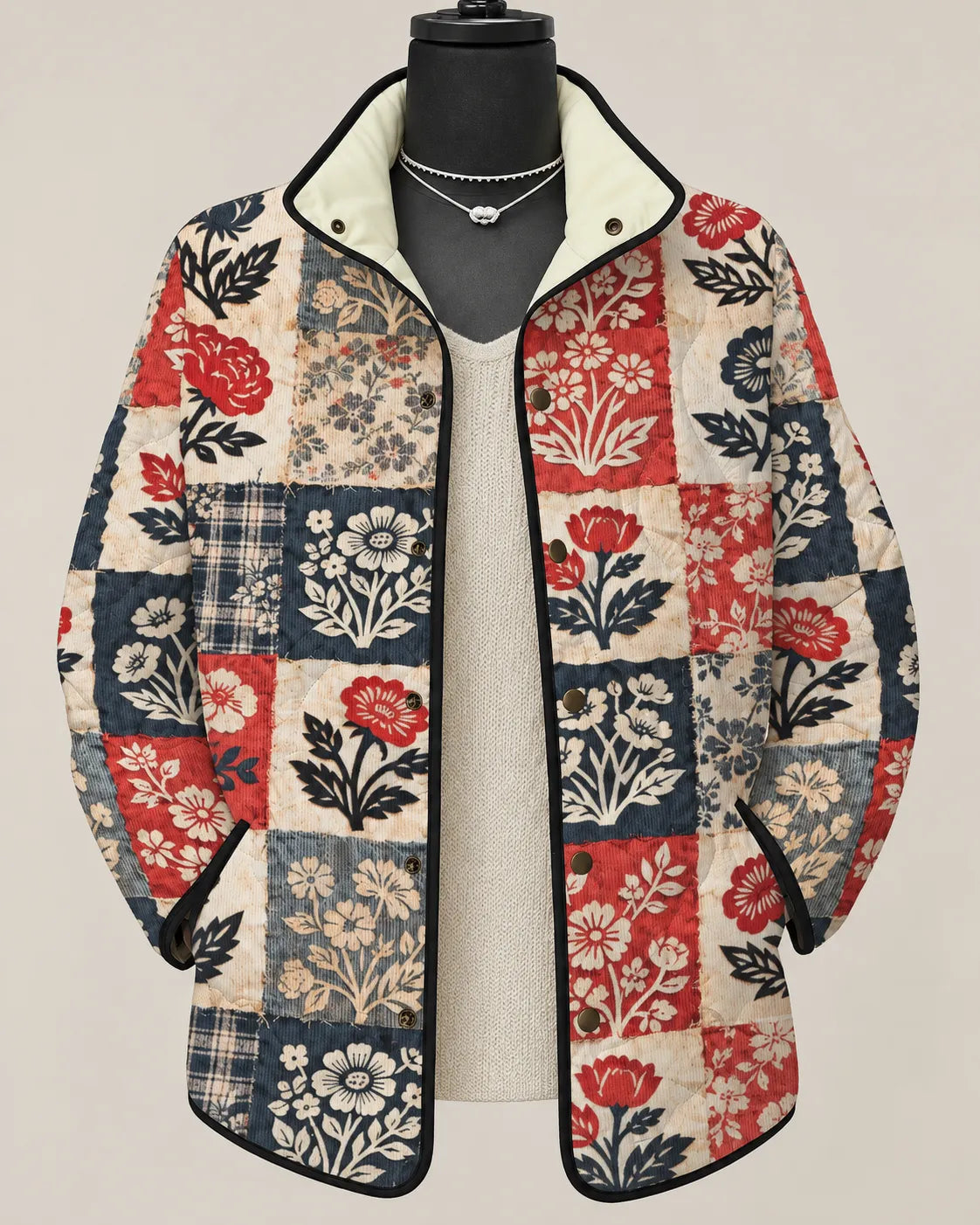 Adelaide | Chaqueta acolchada de patchwork con estampado floral heritage