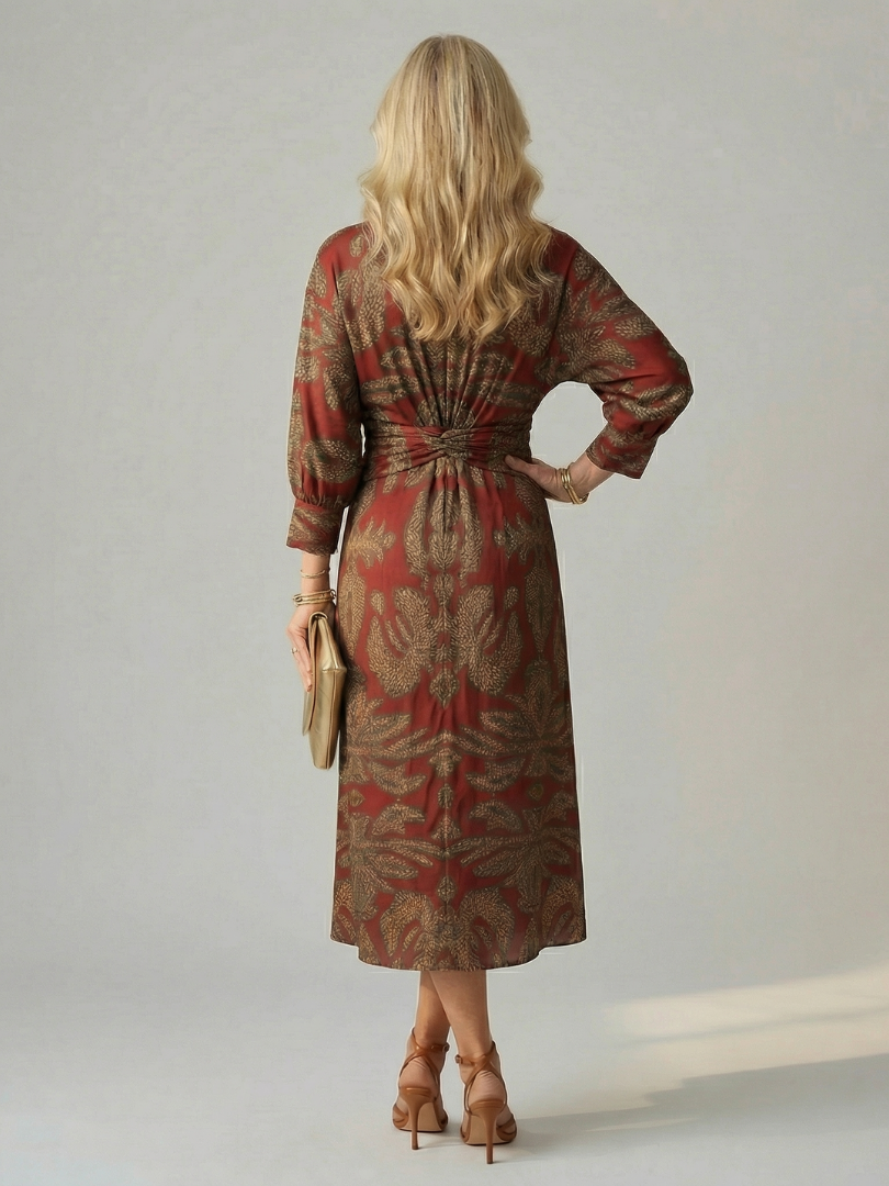 Luna | Vestido midi envuelto natural
