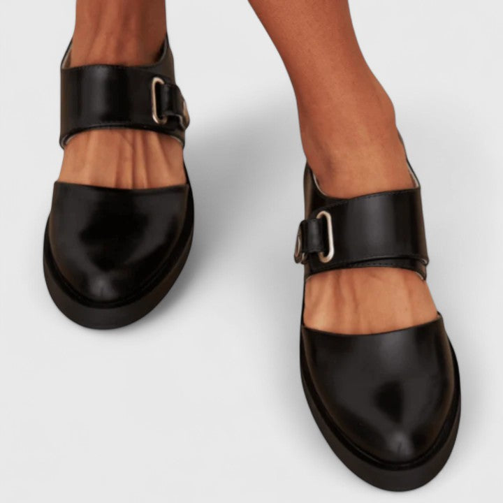 Zapatos ortopédicos Mary Jane de cuero real detalles dorados