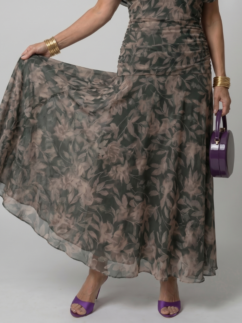 Stella & Grace™ | Vestido midi con flow de hombros descubiertos