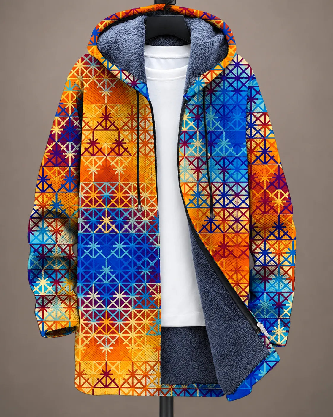 Serena | Chaqueta de mosaico multicolor con capucha