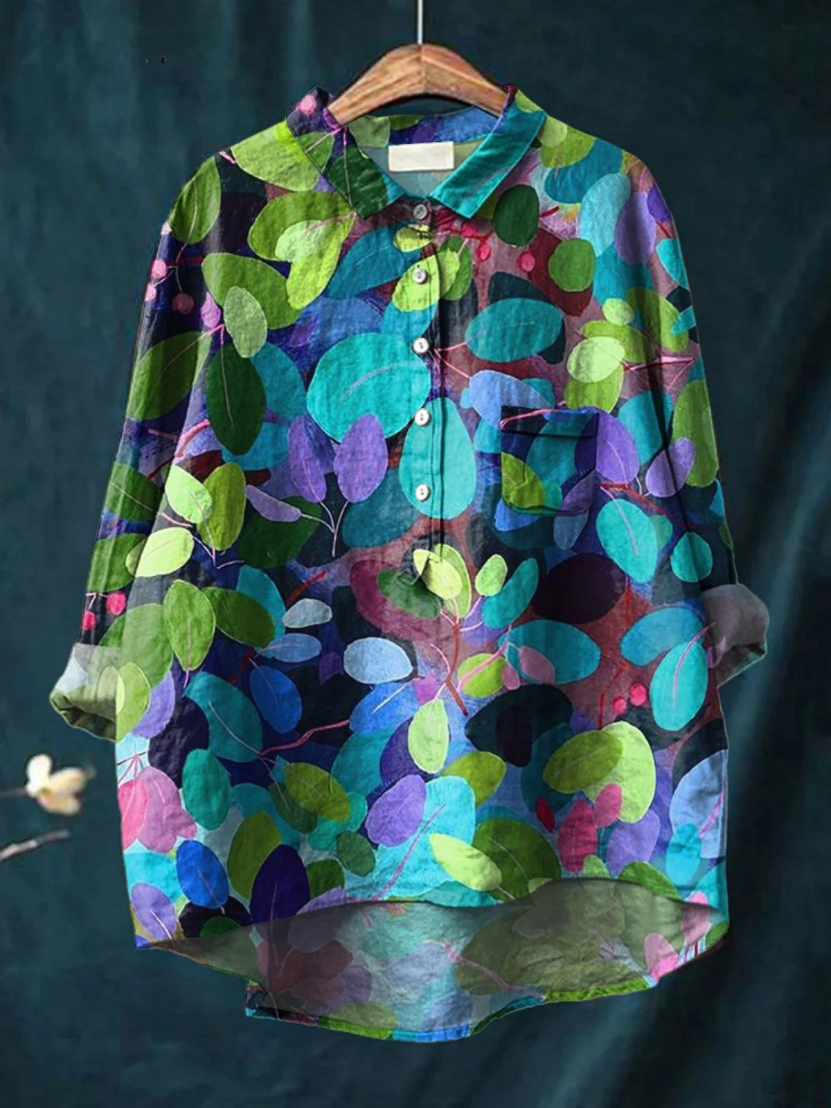 Adriana | Camisa informal con estampado de bosque veraniego