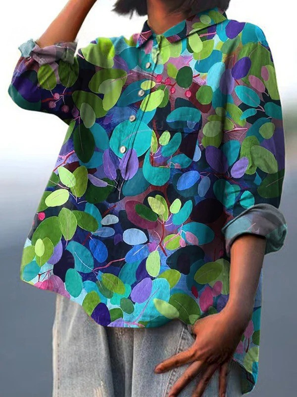 Adriana | Camisa informal con estampado de bosque veraniego
