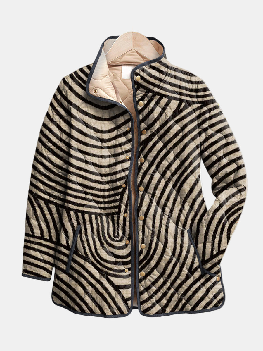 Inaya | Chaqueta acolchada retro con estampado circular dibujado a mano