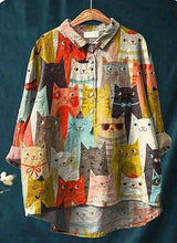 Milo | Blusa informal con estampado artístico de gatos