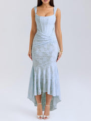 Selina | Vestido midi rubio de corte sirena