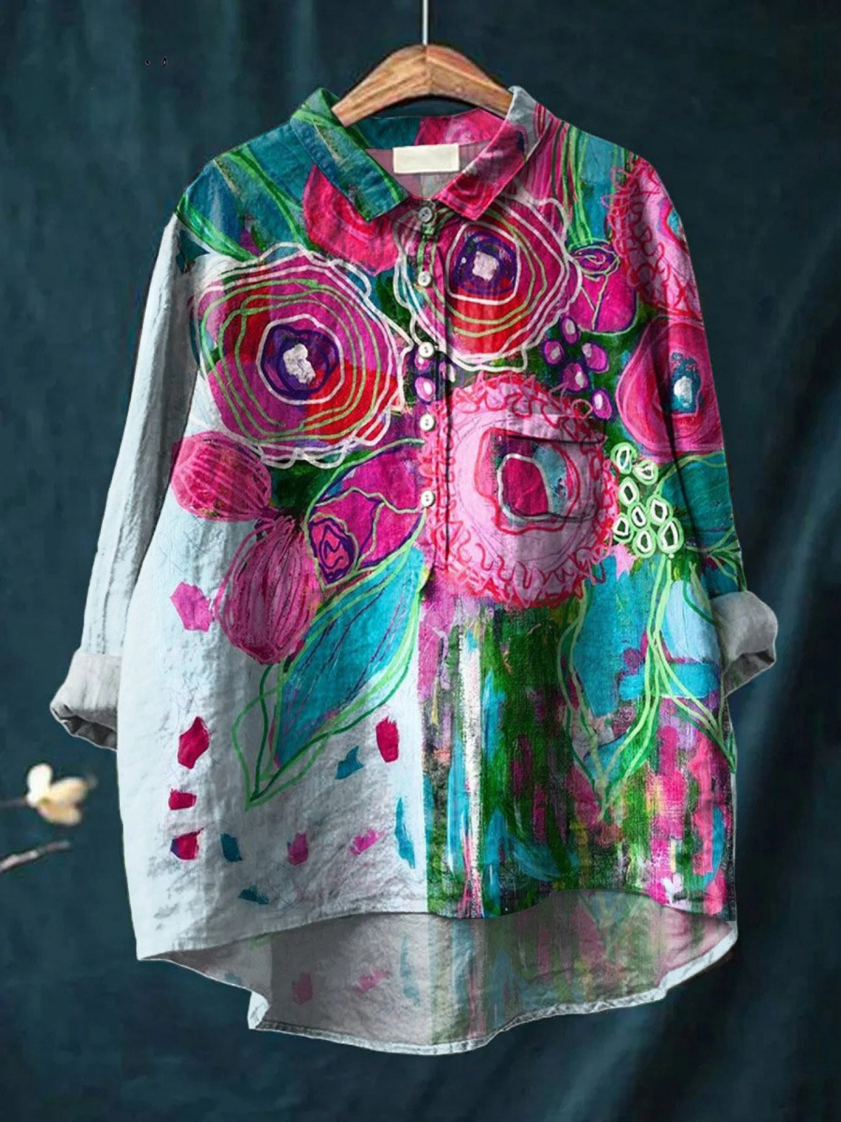 Skylar | Camisa casual con hermoso estampado floral vintage