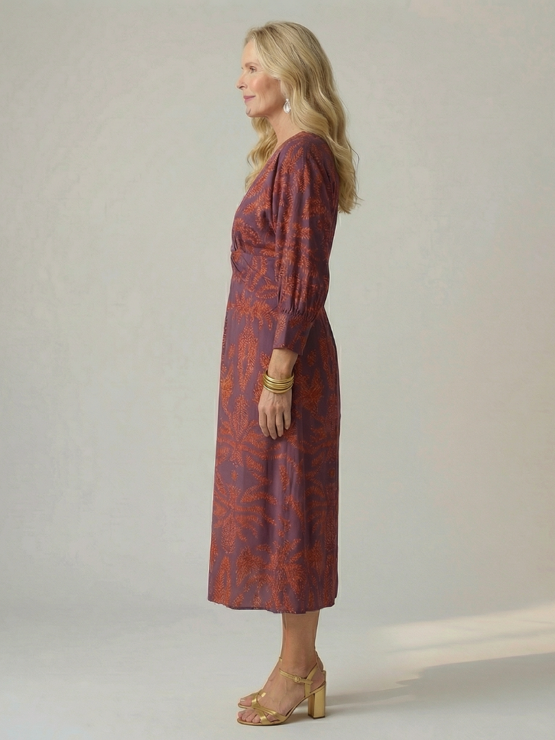 Luna | Vestido midi envuelto natural