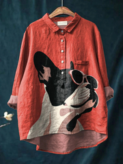 Samantha | Camisa informal con bulldog francés con gafas de sol