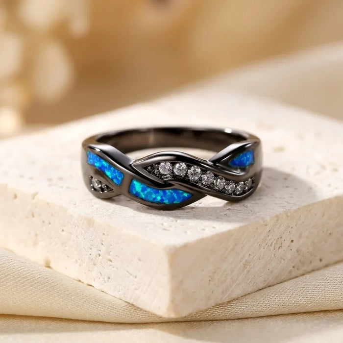 Anillo de incrustaciones retorcidas de plata