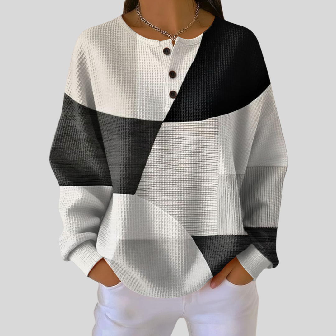 Almira | Sudadera Henley de punto gofre