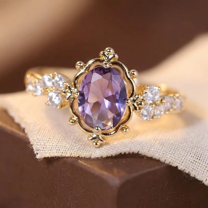 anillo de princesa amatista de oro