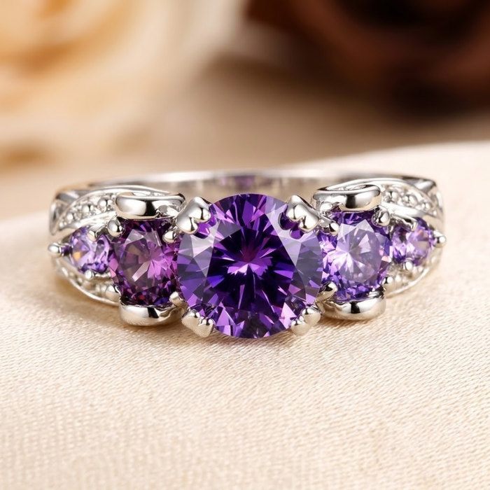 Anillo vintage de plata amatista