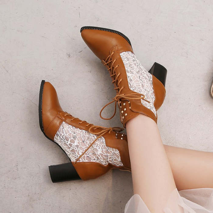 Willow - Botas de media pantorrilla victoriana elegancia