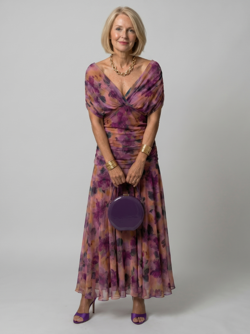 Stella & Grace™ | Vestido midi con flow de hombros descubiertos