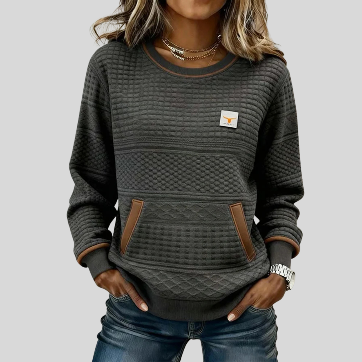 Noelle™ | Sudadera color block de cuello redondo