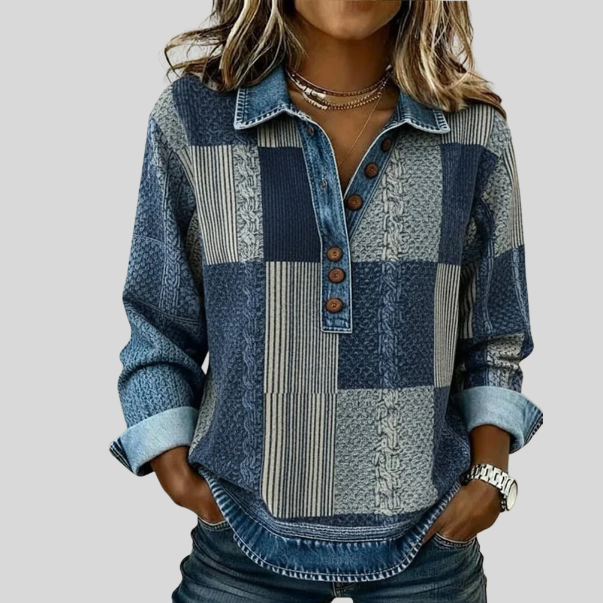 Meridell™ | Sudadera color block con estampado