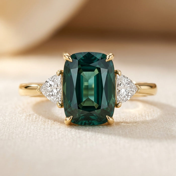 Anillo Solitario Esmeralda Oro