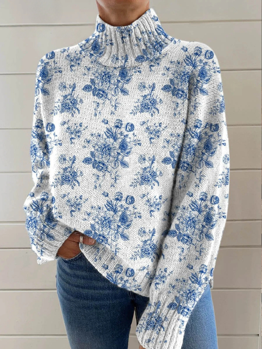 Rubí | Jersey de cuello alto en flor