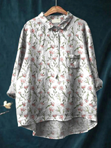 Hadley | Camisa informal con estampado de flores primaverales en rosa