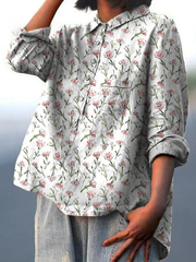 Hadley | Camisa informal con estampado de flores primaverales en rosa