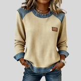 Delancine™ | Sudadera de punto waffle con diseño patchwork