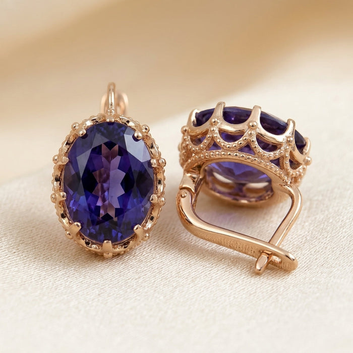 Pendientes de corona de amatista de oro