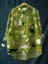 Althea | Camisa informal con estampado artístico de perritos
