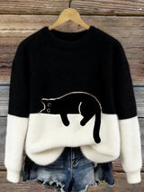 Aileen™ | Elegante camiseta de punto de corte oversize con estampado de gatos