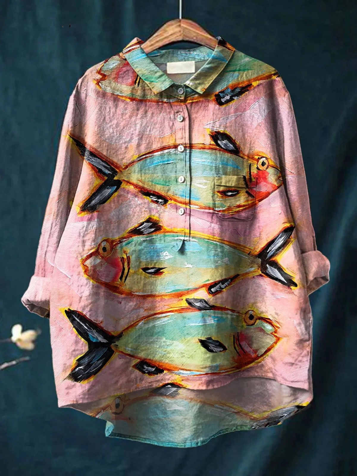 Blythe | Camisa casual con estampado vintage de peces