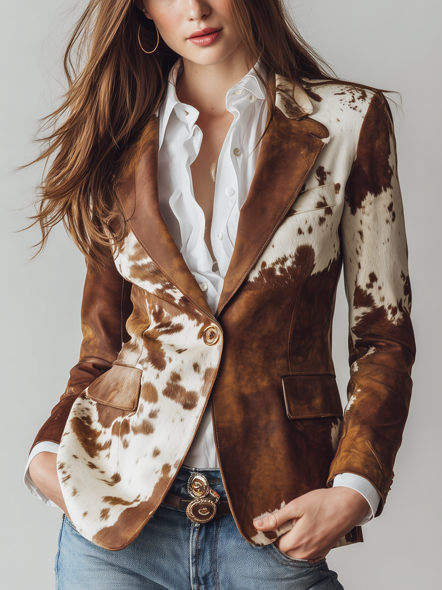 Blazer vintage para mujer con estampado de cuadros – ecológico
