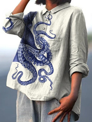 Elissa | Camisa casual con estampado de calamar gigante