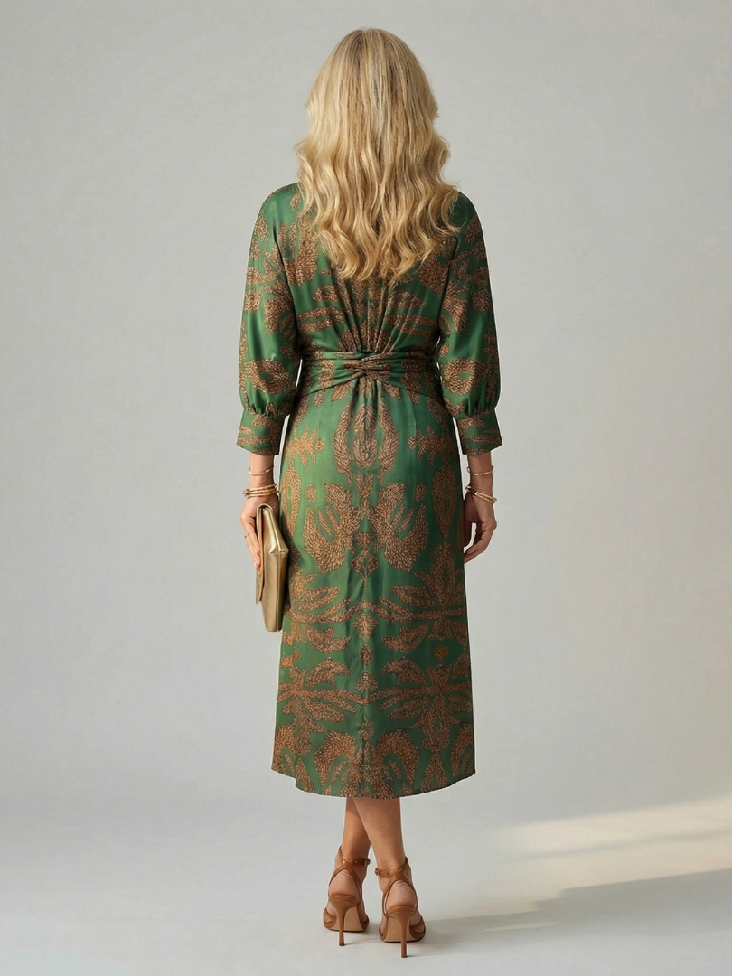 Luna | Vestido midi envuelto natural