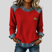 Delancine™ | Sudadera de punto waffle con diseño patchwork