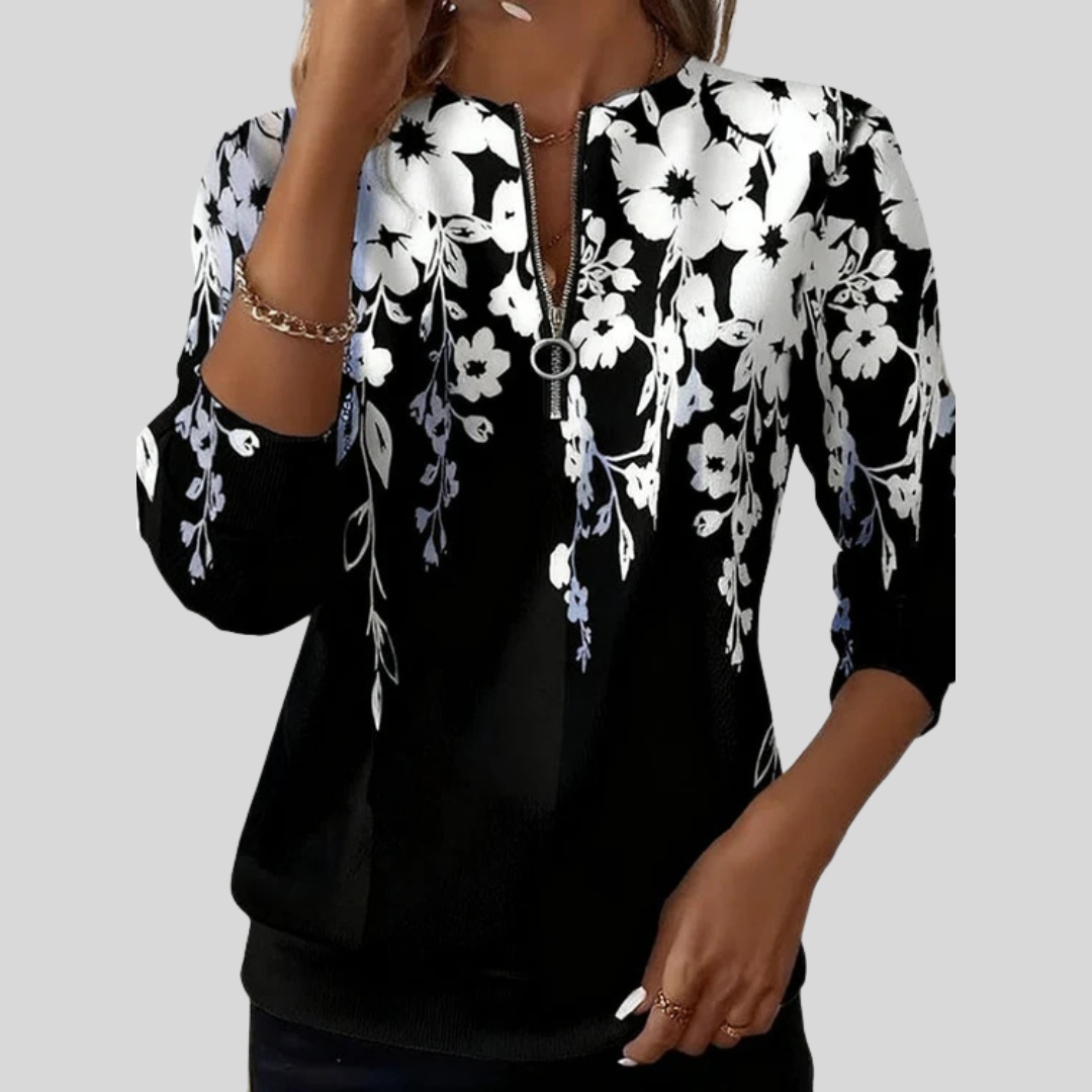 Crimson | Sudadera con estampado floral y cremallera