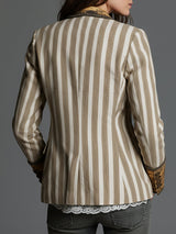 Blazer boho para mujer a rayas y con solapa estampada
