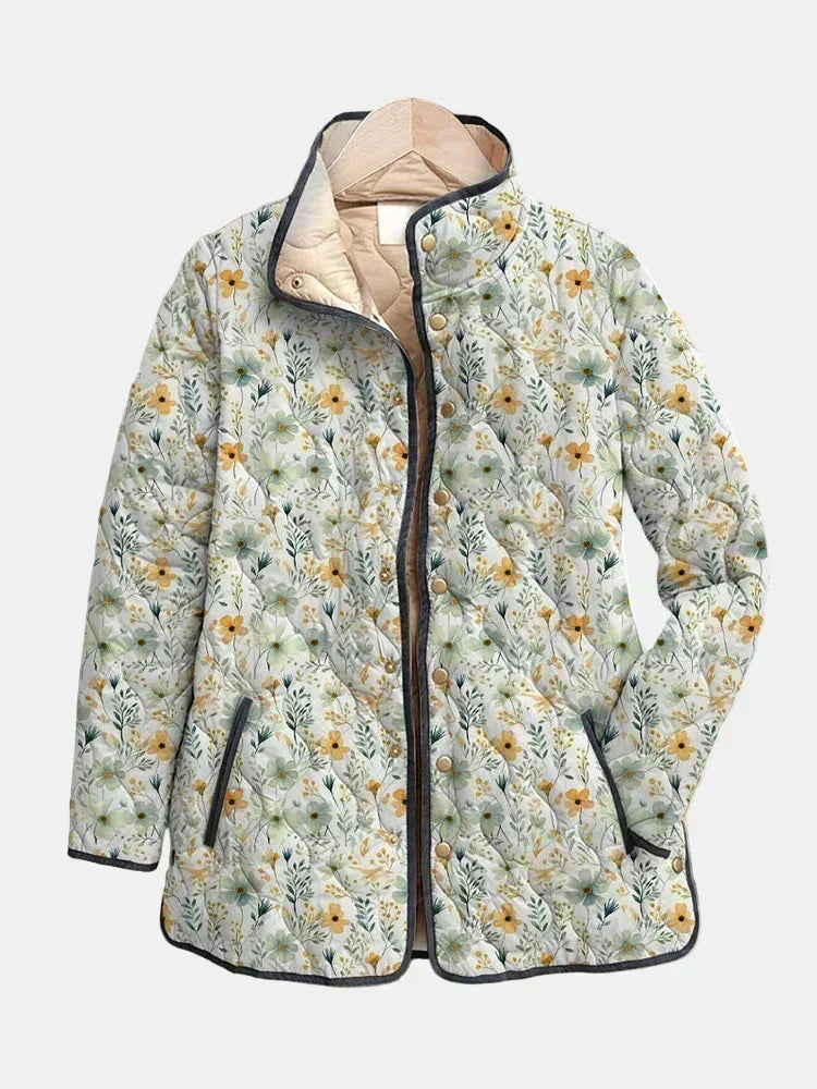 Nola | Chaqueta acolchada de cuello chimenea con estampado floral