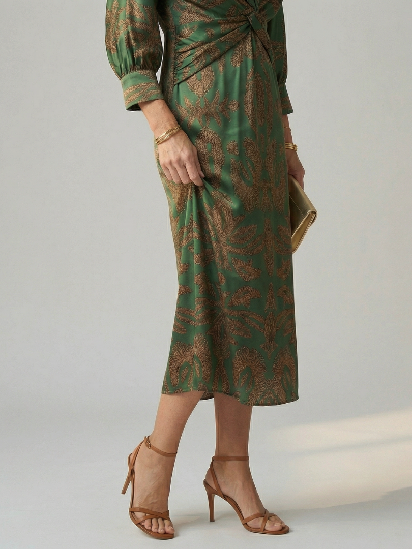 Luna | Vestido midi envuelto natural