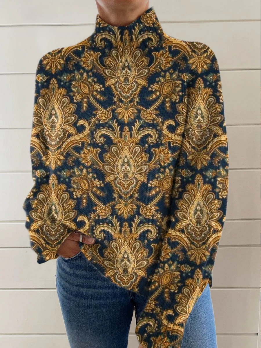 Escarlata | cuello alto del arte floral vintage