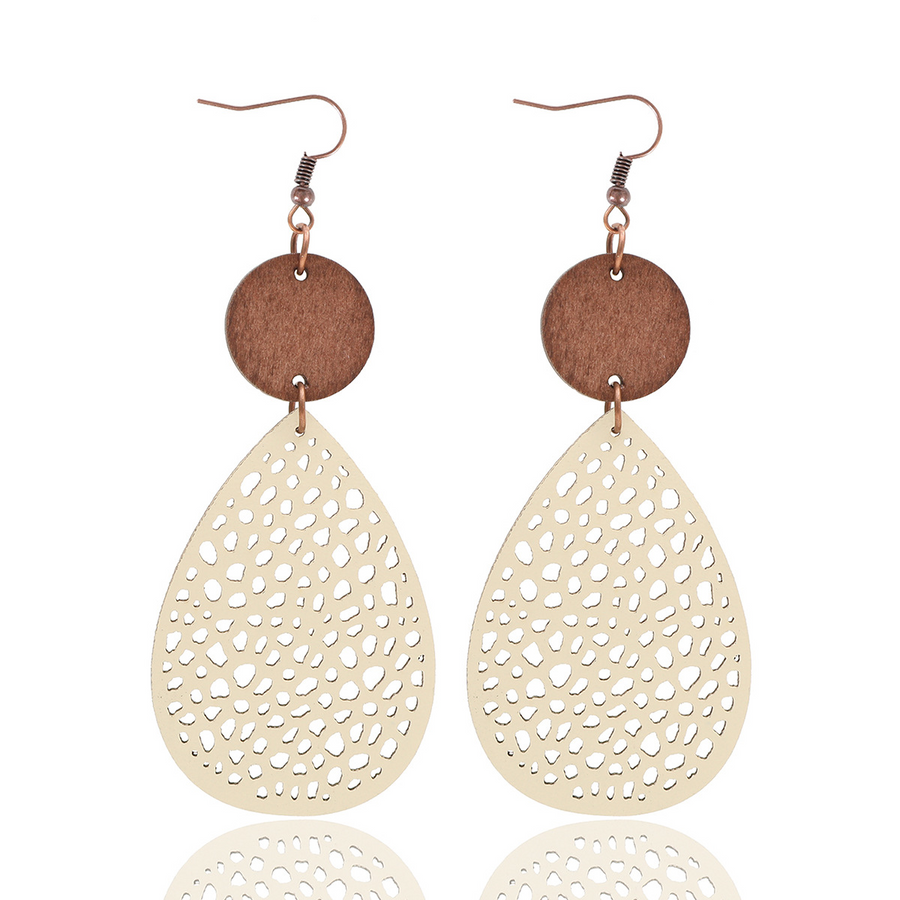 Eliana - Pendientes de cuero de PU ahuecados de estilo vintage